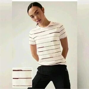 NWOT! Athleta Aspen Strip Magnolia T-Shirt Top in Black and White. Size XL